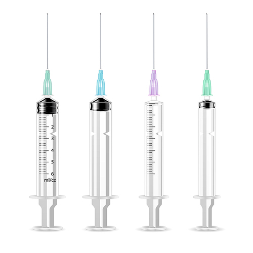 Vector Plastic Medical Syringe Isolated 3d Realistic Illustration