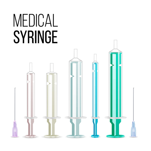 Vector Plastic Medical Syringe Isolated 3d Realistic Illustration