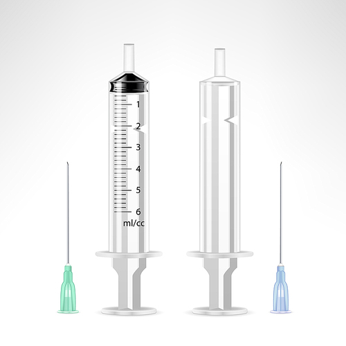 Vector Plastic Medical Syringe Isolated 3d Realistic Illustration