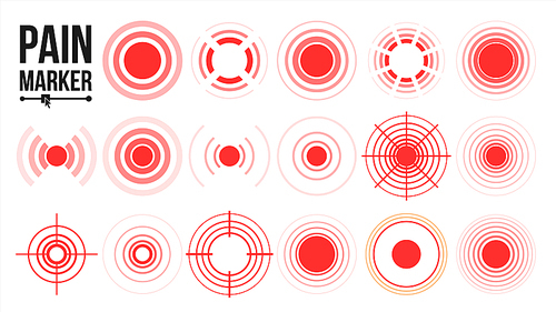 Pain Symbol Set Vector. Round Medical Design Element. Isolated Illustration