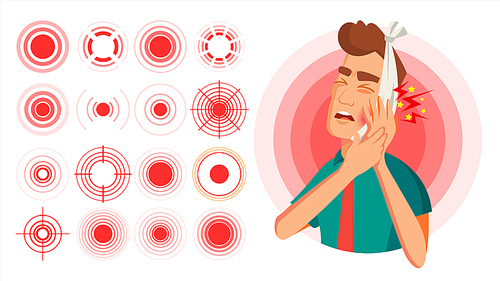 Pain Target Vector. Red Ring From Thin To Thick. Isolated Illustration