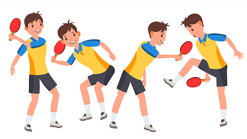 Table Tennis Young Man Player Vector. Man. Sports Concept. Stylized Player. Flat Athlete Cartoon Illustration