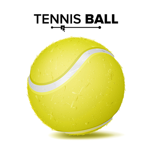 Yellow Tennis Ball Isolated Vector. Realistic Illustration