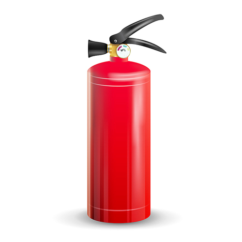 Red Fire Extinguisher Vector. Metal Red Fire Extinguisher Isolated Illustration