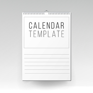 Spiral Calendar Vector. Blank Office Calendar Mock Up. Realistic Sheets Of Paper. Empty Mock Up. Vector illustration