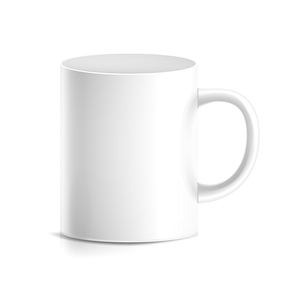 White Mug Vector. 3D Realistic Ceramic Or Plastic Cup Isolated On White Background. Classic Cafe Cup Mock Up With Handle Illustration. Good For Business Branding