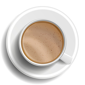 Coffee Cup Vector. Top View. Hot Raf Coffee. Milk, Espresso, Syrup. Fast Food Cup Beverage. White Mug. Realistic Illustration