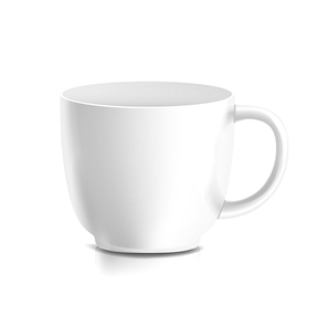 White Mug Vector. 3D Realistic Ceramic Coffee, Tea Cup Isolated On White. Classic Home Cup Mock Up With Handle Illustration.