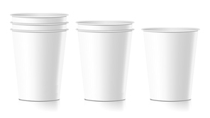 Coffee Paper Cup Vector. Empty Clean Paper Or Plastic Container For Drink. Isolated Illustration