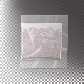 Realistic Tea Bag Teabag. Square Shape. Vector Template Illustration. Transparency