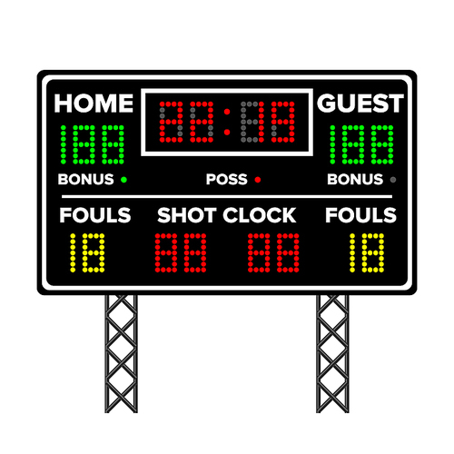 American Football Scoreboard. Time, Guest, Home. Electronic Wireless Scoreboard Timer Vector