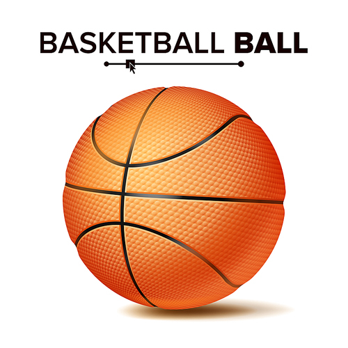 Orange Basketball Ball Isolated Vector. Realistic Illustration