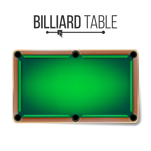 Billiard Table Vector. Classic Green Pool Table. Top View. Isolated Illustration