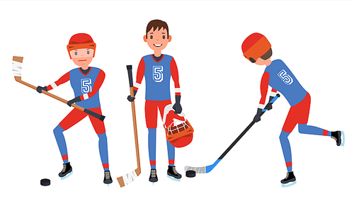 Ice Hockey Man Player Vector. Sports Concept. Athlete In Action. Cartoon Character Illustration