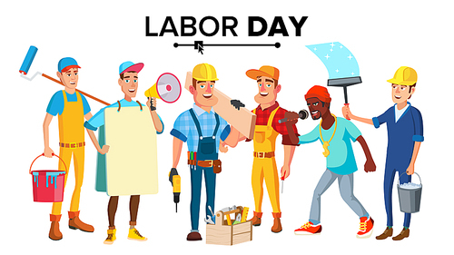 Labor Day Vector. People Occupation Difference. Modern Jobs. Isolated Cartoon Illustration
