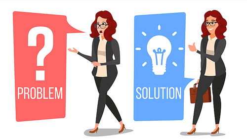 Woman Solving Problem Vector. Problem Solution, Secret Discovery. Career Success. reative Project Idea. Issue, Trouble. Isolated Flat Cartoon Illustration