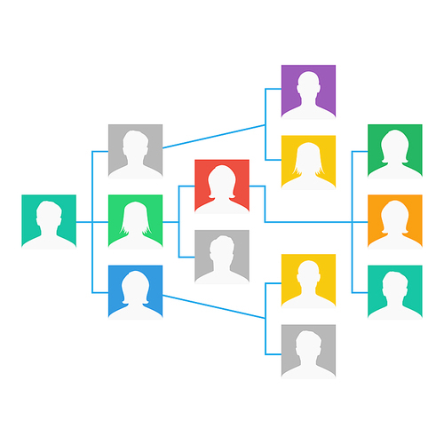Project Team Vector. Employee Group Organization. Flat Default Employee Avatars. Network Of People. Hierarchical Organization Management System Illustration