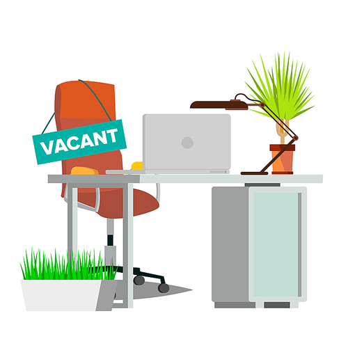 Vacancy Concept Vector. Office Chair. Vacancy Sign. Business HR Hiring. Sign Vacancy. Searching Professional Staff Work. Flat Isolated Illustration