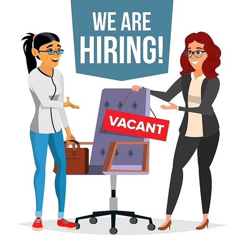 Recruitment Process Vector. Human Resources. Choice Of Candidate Employee. Office Chair. Vacancy. Executive Search. Recruiting, Hiring, HR Isolated Illustration