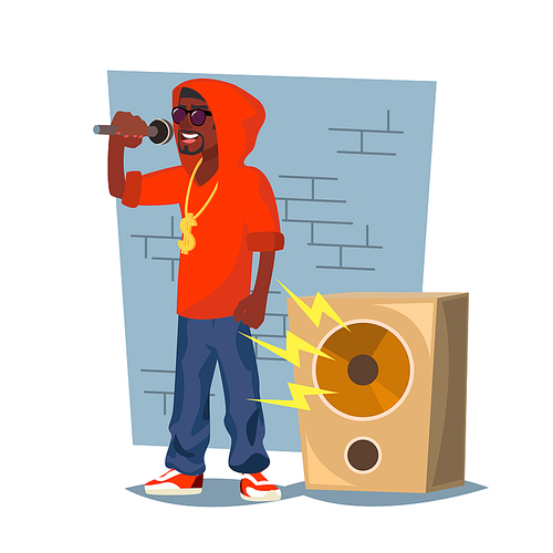 African Rapper Male Vector. Fashionable Hip Hop Man Dude. Isolated On White Cartoon Character Illustration