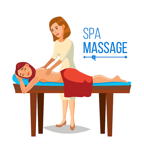 Spa Massage Wellness Salon Vector. Anti Aging Spa Massage. Flat Cartoon Illustration