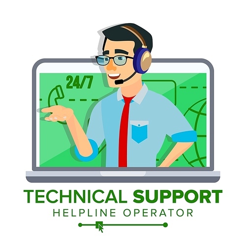 Technical Support Vector. 24 7 Support Working. Online Tech Support. Flat Isolated Illustration
