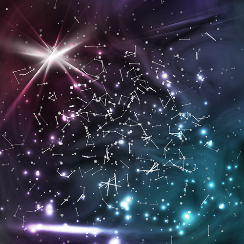 Cosmic Constellations Background Vector. Abstract Magic Space