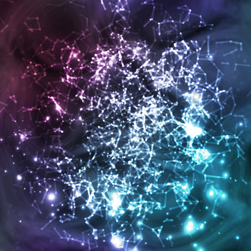 Cosmic Constellations Background Vector. Abstract Magic Space