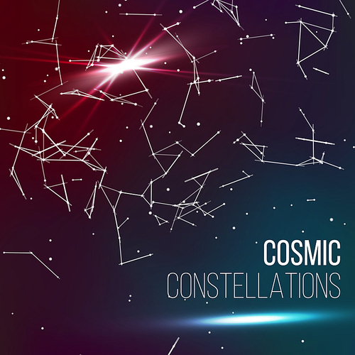 Cosmic Constellations Background Vector. Abstract Magic Space