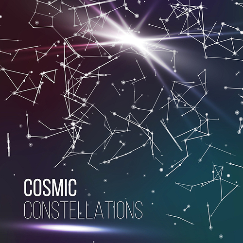 Cosmic Constellations Background Vector. Abstract Magic Space