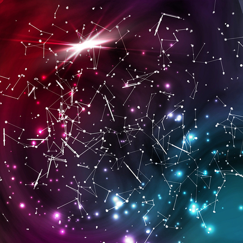 Cosmic Constellations Background Vector. Abstract Magic Space