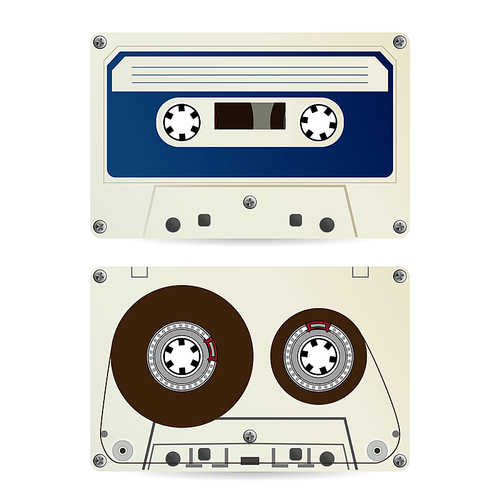 Retro Audio Cassette Vector. Vintage Classic Audio