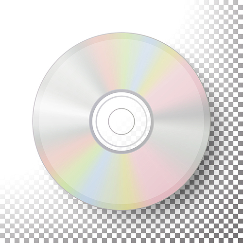 CD, DVD Disc Vector. Realistic Compact Disc Isolated On Transparent Background. Glowing Plastic Surface. Video Blue-ray, Information Data Medium Illustration