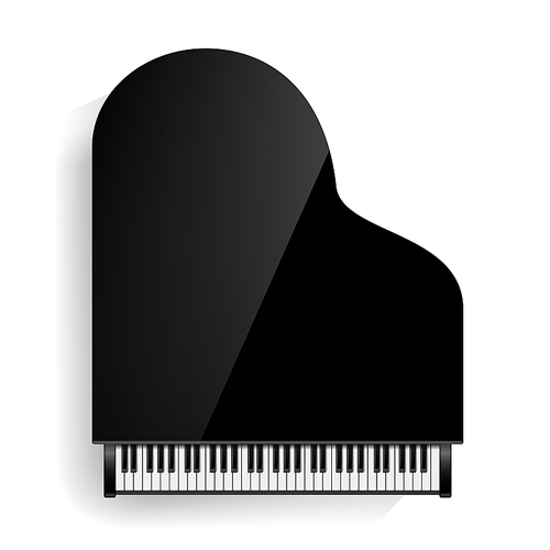 Grand Piano Vector. Realistic Black Grand Piano Top View. Isolated Illustration. Musical Instrument.