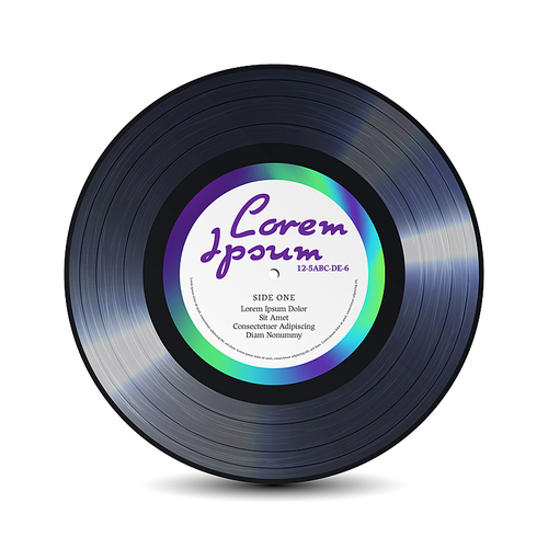 Vinyl Disc With Shiny Grooves. Old Retro Records. Isolated Vector