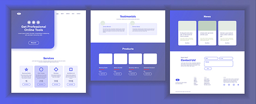 Website Page Vector. Business Website. Web Page. Landing Design Template. Processes And Office Situation. Support Solution. Group Meeting. Product Testimonial. Illustration