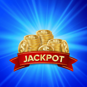 Jackpot Background Vector. Golden Casino Treasure. Big Win Banner For Online Casino Jackpot Prize Design. Coins background.
