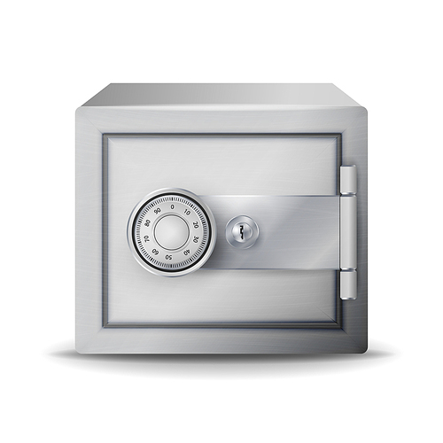 Metal Safe Realistic Vector. Safe Deposit. 3D Illustration Of A Safe Or Safety Deposit Box