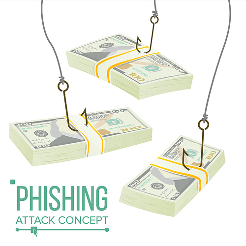 Phishing Money Concept Vector. Cyber Banking Account Attack. Spoofing. Cartoon Illustration