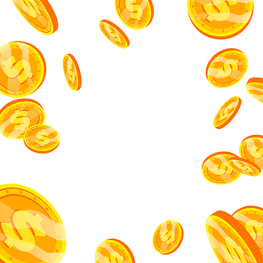 Dollar Falling Explosion Vector. Flat, Cartoon Gold Coins Illustration. Finance Coin Design. Currency