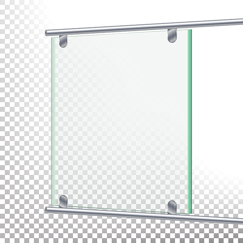 Advertising Glass Board Vector. Banner Mockup Illustration. Empty Glass Screen