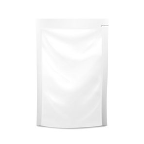White Blank Plastic Spouted Pouch. Vector Doypack Food Bag Packaging. Template For Puree, Beverage, Cosmetics. Packaging Design. Vector Isolated