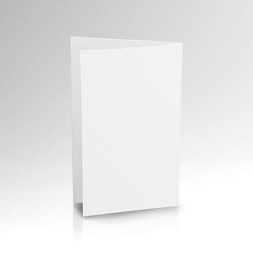 blank folder white . vector 3d mockup. realistic paper brochure. empty