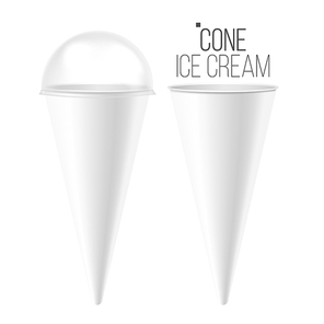 Ice Cream Cone Vector. For Ice Cream, Sour Cream. Clean Packaging. Food Bucket Cone Container. Isolated On White Background Illustration.