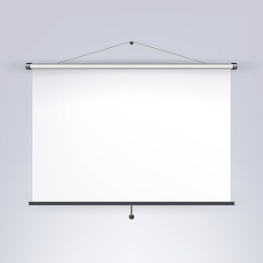 Meeting Projector Screen Vector. Blank White Board, Presentation Display