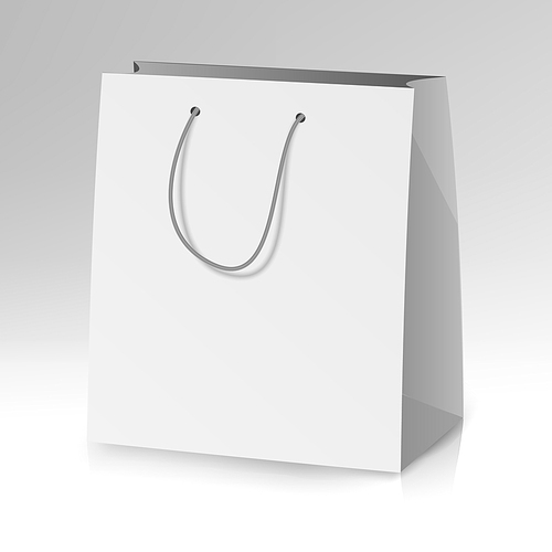 Blank Paper Bag Template Vector. 3D Realistic Shopping Or Gift Bag Mock Up