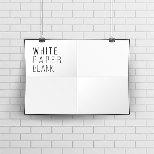 White Blank Paper Wall Poster Mock up Template Vector Illustration