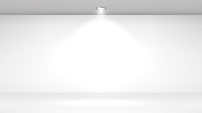 Photo Studio Room. Empty White Interior. Realistic Spotlight Lamps. Vector
