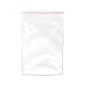 Plastic Polyethylene Pocket Bag Vector Blank. Realistic Mock Up Template Of Plastic Pocket Bag With Zipper, Zip lock. Clean Hang Slot, Pouch Packaging. Isolated