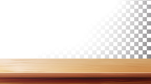 Wooden Table Top Vector. Empty Stand For Display Your Products. Isolated